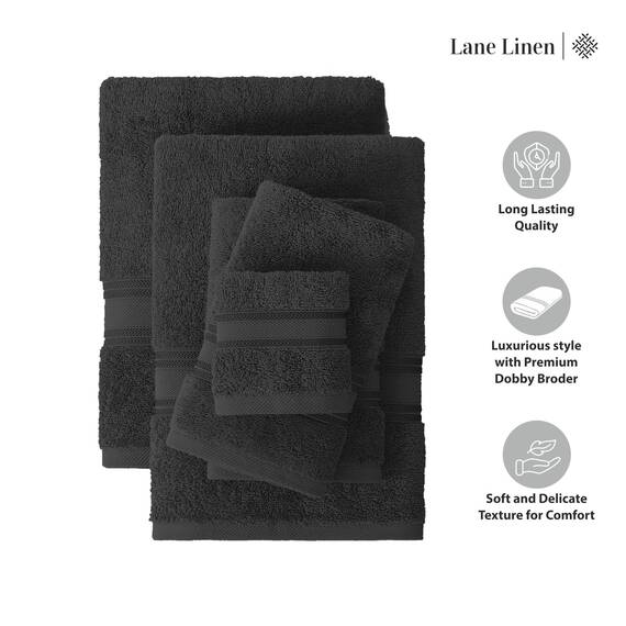 LANE LINEN Badetuch 18er Set - Premium 100% Baumwolle, 6 Bade-, 6 Hand- & 6 Waschlappen, Zero Twist Hotel Collection Handtücher weich, körperfreundlich, saugfähig & ideal für den täglichen Gebrauch