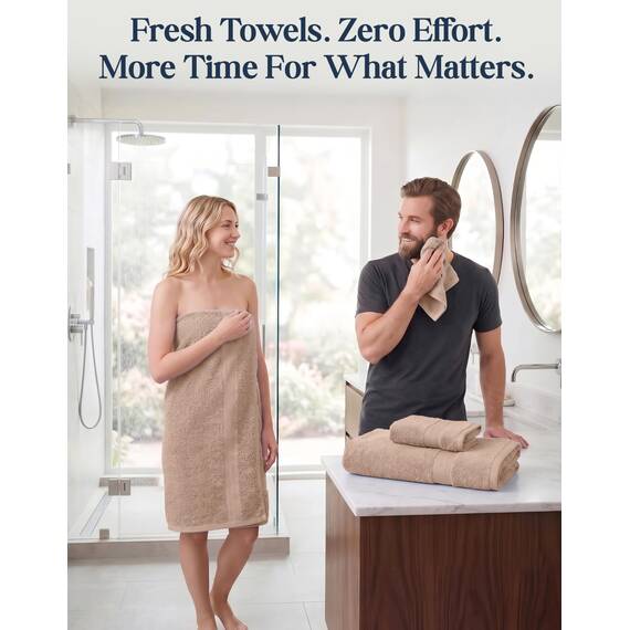 LANE LINEN Luxus-Badetücher-Set aus 100% merzerisierter Baumwolle, Ringgesponnen-Technologie, 2 Badetücher, 2 Waschlappen, 2 Handtücher, geeignet für alle Hauttypen, einschließlich empfindlicher Haut