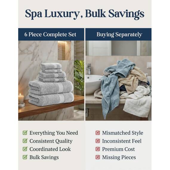 Lane Linen Luxus-Badetücher-Set aus 100 % merzerisierter Baumwolle, Ringgesponnen-Technologie, 2 Badetücher, 2 Waschlappen, 2 Handtücher, geeignet für alle Hauttypen, einschließlich empfindlicher Haut