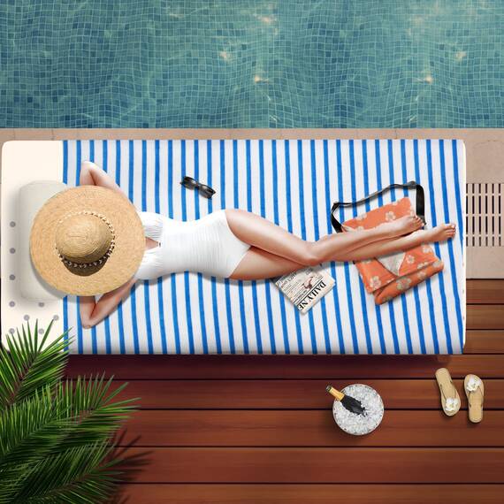 Jml Strandtücher, Mikrofaser-Badetuch-Set, saugfähig und schnell trocknend, für Erwachsene, Reisen, Sommer, Sport, Schwimmen, Pool, Yoga, Camping, 6 Stück, 76,2 x 152,4 cm, gestreift, braun und weiß