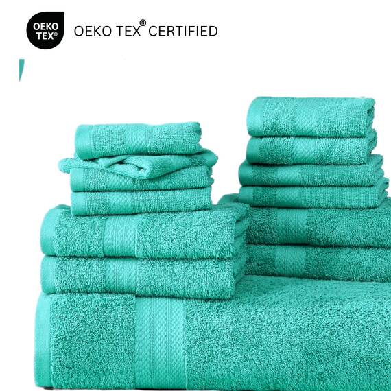 LANE LINEN Baumwolle Badetücher für Badezimmer Set-18 PC Badezimmer Handtücher Set-4 Badezimmer Handtuch Set, 6 Handtücher für Badezimmer, Weiche Türkische Handtuch-Sets für Badezimmer,Blaugrün