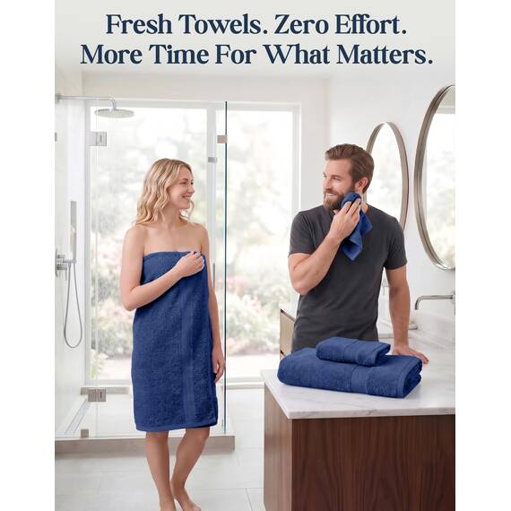 LANE LINEN Badetücher für Badezimmer Set,100% Baumwolle Handtücher Set, 6 Stück Absorbent Handtuchsets für Badezimmer, Schnell Trocken Badetücher Set, 2 Badetücher für Erwachsene, 2 Waschlappen,Navy