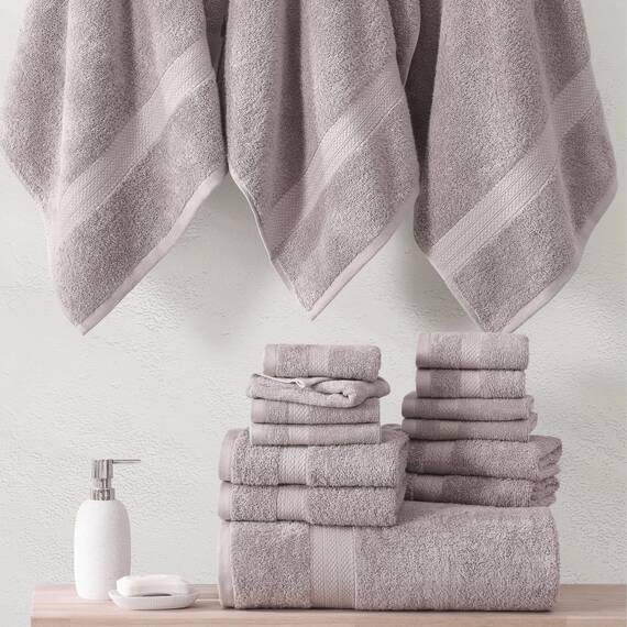 LANE LINEN Baumwolle Badetücher für Badezimmer Set-18 PC Badetücher Set-4 Badezimmer Handtücher Set, 6 Handtücher für Badezimmer, Weiche türkische Handtuchsets für Badezimmer,Platinum Badetücher Set