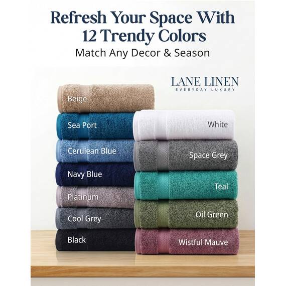 LANE LINEN 16-teiliges Badetuch-Set – Schwarze Handtücher – 100% Baumwolle, Luxus-Badetücher, sehr saugfähig