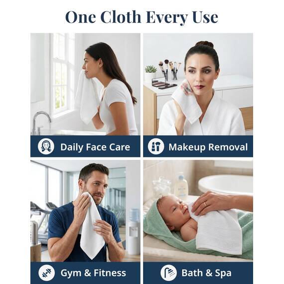 LANE LINEN 6-teiliges Waschlappen-Badezimmer-Set, 100 % Baumwolle, sehr saugfähig, Waschlappen in Premium-Spa- und Hotelqualität, Weiß
