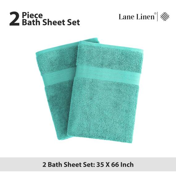 LANE LINEN Badetücher aus 100 % reiner Baumwolle, extra große Badetücher, schnell trocknend, glatt, langlebig und sehr saugfähig, übergroßes Handtuch-Set, hält gut nach mehreren Wäschen – Blaugrün