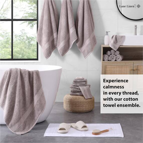 LANE LINEN Baumwolle Badetücher für Badezimmer Set-18 PC Badetücher Set-4 Badezimmer Handtücher Set, 6 Handtücher für Badezimmer, Weiche türkische Handtuchsets für Badezimmer,Platinum Badetücher Set