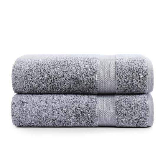 LANE LINEN Badetuch-Set, 2 Stück, 100 % Baumwolle, extra große Badetücher, übergroße Badetücher, Luxus-Badetücher, Badezimmer-Set, Duschtücher, Badetuch-Sets für Badezimmer, 35 x 66 cm – Grau