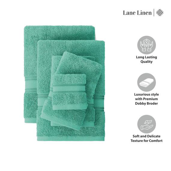 LANE LINEN Luxus Badetücher Set - 3-teiliges Set, 100% Baumwolle Badetücher, Zero Twist, schnelle Duschtücher, saugfähiges Handtuch, super weich, 1 Badetuch, 1 Handtuch, 1 Waschlappen - Blaugrün