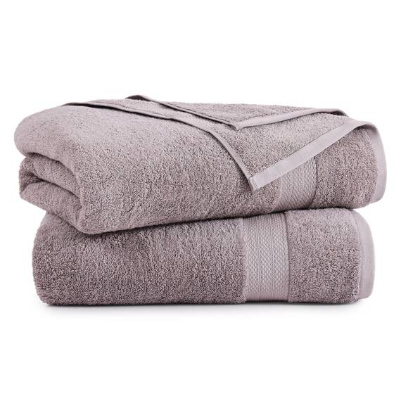 LANE LINEN Badetuch-Set, 2 Stück, 100 % Baumwolle, extra große Badetücher, übergroße Badetücher, Luxus-Badetücher-Set, Duschtücher, Badetuch-Sets für Badezimmer, 35 x 66 cm – Platin