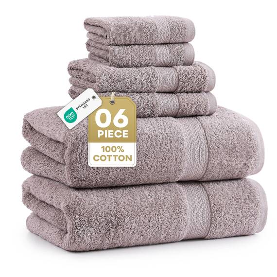 LANE LINEN Badetuch-Set aus 100 % Baumwolle, 6-teilig, flauschig, super weich und sehr saugfähig, 2 große Badetücher, 2 Waschlappen, 2 Handtücher, Ringgesponnen, doppelseitiges Baumwoll-Frottee