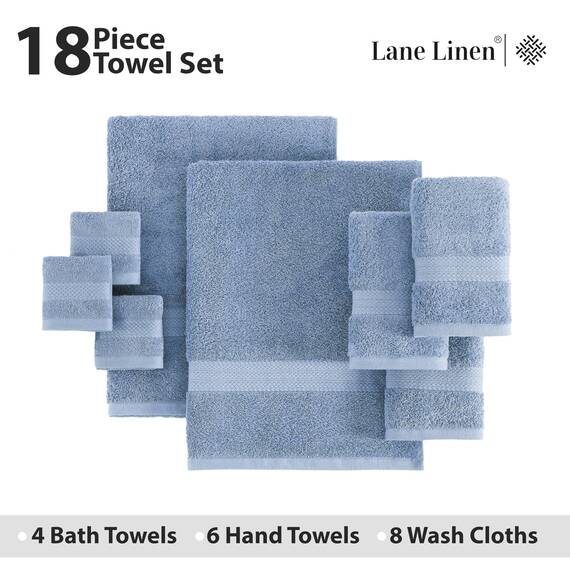 LANE LINEN Baumwolle Badetücher für Badezimmer Set,18 PC Badezimmer Handtücher Set,4 Badezimmer Handtuch Set, 6 Handtücher für Badezimmer, weiche türkische Handtuch-Sets für Badezimmer,Allure