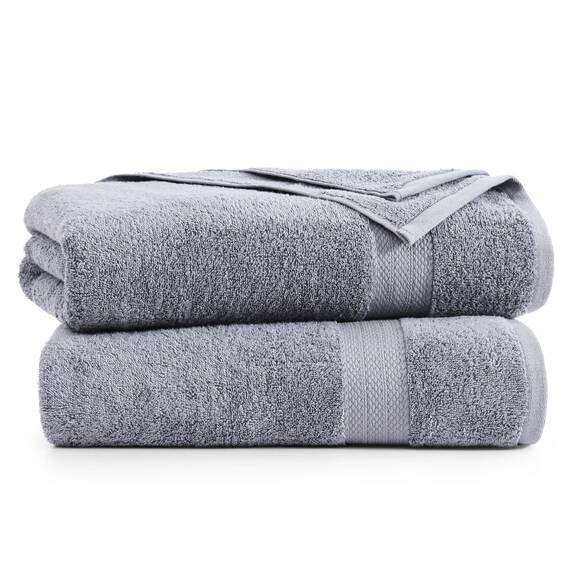 LANE LINEN Badetuch-Set, 2 Stück, 100 % Baumwolle, extra große Badetücher, übergroße Badetücher, Luxus-Badetücher, Badezimmer-Set, Duschtücher, Badetuch-Sets für Badezimmer, 35 x 66 cm – Grau