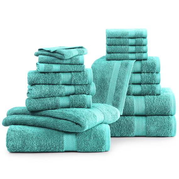 LANE LINEN Baumwolle Badetücher für Badezimmer Set-18 PC Badezimmer Handtücher Set-4 Badezimmer Handtuch Set, 6 Handtücher für Badezimmer, Weiche Türkische Handtuch-Sets für Badezimmer,Blaugrün