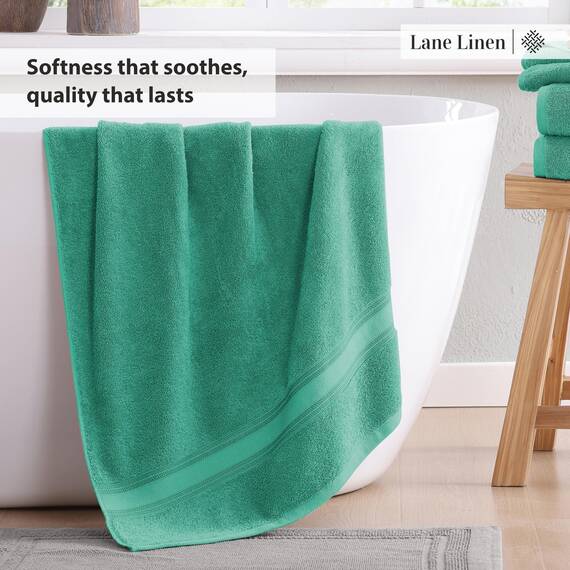 LANE LINEN Luxus Badetücher Set - 3-teiliges Set, 100% Baumwolle Badetücher, Zero Twist, schnelle Duschtücher, saugfähiges Handtuch, super weich, 1 Badetuch, 1 Handtuch, 1 Waschlappen - Blaugrün