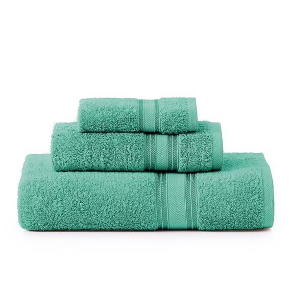 LANE LINEN Luxus Badetücher Set - 3-teiliges Set, 100% Baumwolle Badetücher, Zero Twist, schnelle Duschtücher, saugfähiges Handtuch, super weich, 1 Badetuch, 1 Handtuch, 1 Waschlappen - Blaugrün