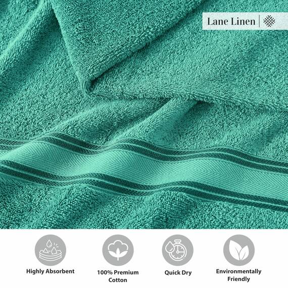 LANE LINEN Luxus Badetücher Set - 3-teiliges Set, 100% Baumwolle Badetücher, Zero Twist, schnelle Duschtücher, saugfähiges Handtuch, super weich, 1 Badetuch, 1 Handtuch, 1 Waschlappen - Blaugrün