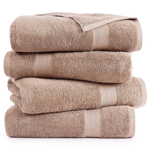 LANE LINEN Badetücher aus 100 % reiner Baumwolle, ringgesponnene Baumwolle, extra groß, schnell trocknend, weich und saugfähig, übergroße Duschtücher, nachhaltig produziert, vorgeschrumpft, Taupe, 4