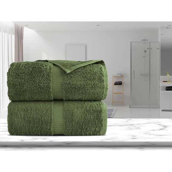 Towel Bazaar Hochwertige türkische Baumwolle, superweiche und saugfähige Handtücher (2-teiliges Badetuch, Moosgrün)