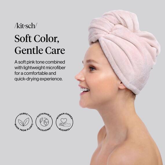 Kitsch Mikrofaser Haarhandtuch für Damen – Ultra saugfähiger Haarturban zum schnellen Trocknen von nassem, lockigem, langem oder kurzem Haar – Anti-Frizz Haarwickel – Rosa