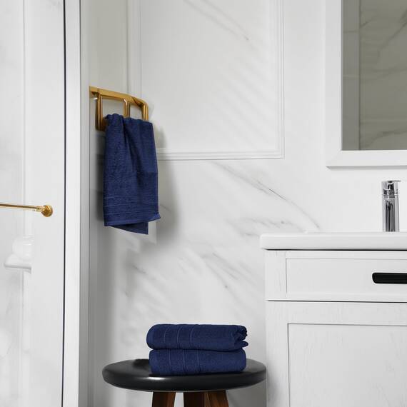 Tens Towels Handtücher, 100 % Baumwolle, leichteres Gewicht, schnell trocknend, 40,6 x 71,1 cm, super weich und saugfähig, perfekt für Bad und Küche, Marineblau, 6 Stück