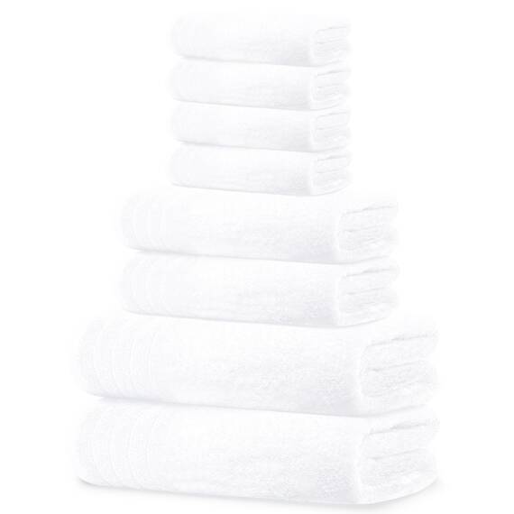 Tens Towels Badetücher Set, 2 extra große Badetücher, 2 Handtücher, 4 Waschlappen, 100% Baumwolle, super saugfähig, schnell trocknende Badtücher für den täglichen Gebrauch (8er-Set) (weiß)