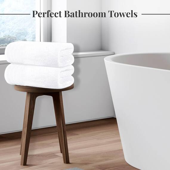 Tens Towels Badetücher Set, 2 extra große Badetücher, 2 Handtücher, 4 Waschlappen, 100% Baumwolle, super saugfähig, schnell trocknende Badtücher für den täglichen Gebrauch (8er-Set) (weiß)