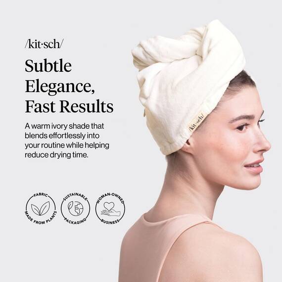 Kitsch Mikrofaser-Haarhandtuch – schnell trocknende lockige Haarwickel für Frauen nasses Haar,Mikrofaser-Handtuch für Haare,Haartücher für Frauen,Haarturban für nasses Haar (Elfenbein)