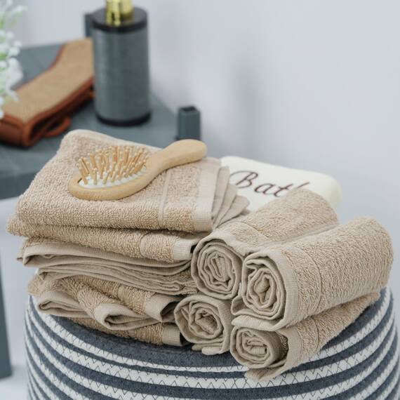 Tens Towels Waschlappen, 30,5 x 30,5 cm, leichteres Gewicht, schnell trocknend, super weich und saugfähig, sanfte Gesichtshandtücher, Hotelqualität, perfekt für Badezimmer, Fitnessstudio, Spa (Beige