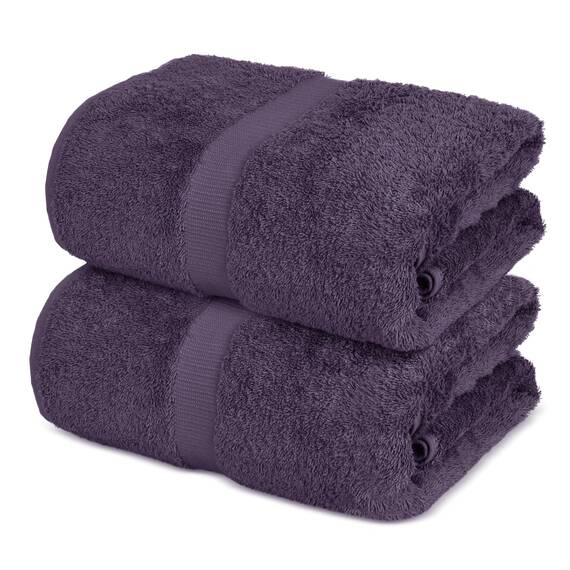Towel Bazaar Badelaken aus 100% türkischer Baumwolle, 700 g/m², 89,9 x 177,8 cm, umweltfreundlich (2 Stück, Pflaume)