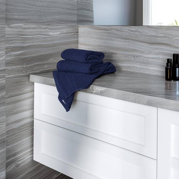 Tens Towels Handtücher, 100 % Baumwolle, leichteres Gewicht, schnell trocknend, 40,6 x 71,1 cm, super weich und saugfähig, perfekt für Bad und Küche, Marineblau, 6 Stück