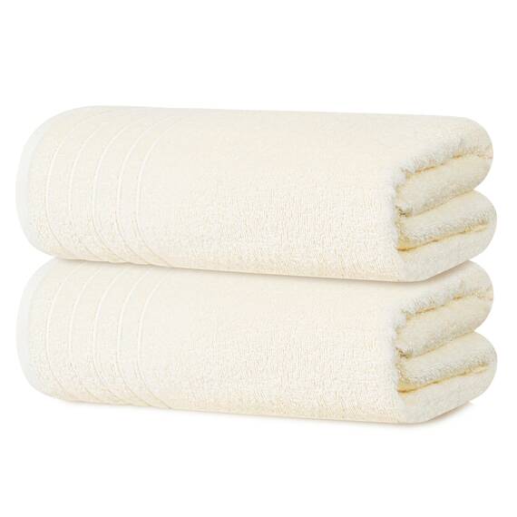 Tens Towels Extra große Badetücher, 89 x 178 cm, 100 % Baumwolle, größeres und leichteres Gewicht, schnelles trocknen, super weich und saugfähig, übergroße Badetücher, 2 Stück, Cremefarben
