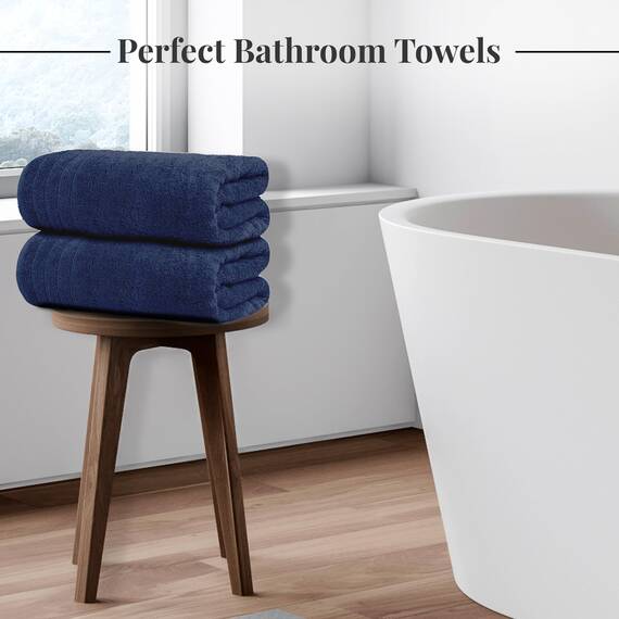 Tens Towels Große Badetücher, 100% Baumwolle, 76,2 x 152,4 cm, extra große Badetücher, leichteres Gewicht, schneller zu trocknen, super saugfähig, perfekte Badetücher (4 Stück, Marineblau)