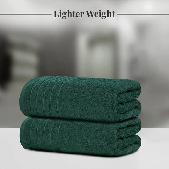 Tens Towels Extra große Badetücher, 89 x 178 cm, 100 % Baumwolle, größeres und leichteres Gewicht, schnelles trocknen, super weich und saugfähig, übergroße Badetücher, 2 Stück, Jägergrün
