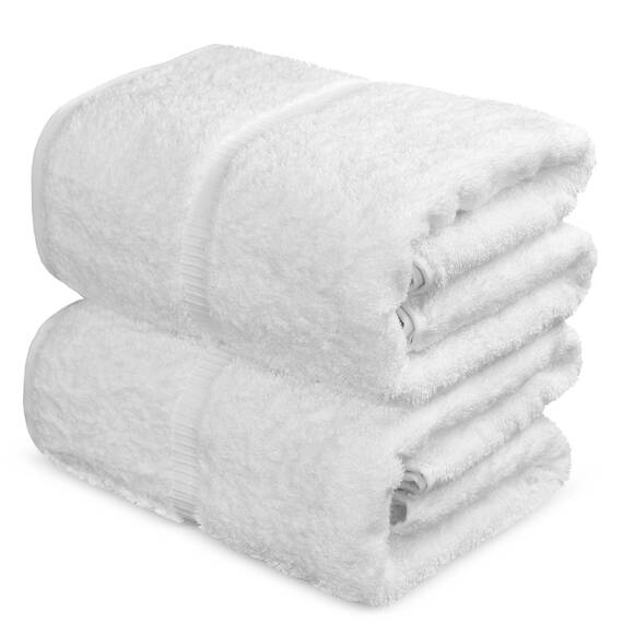 Towel Bazaar Badelaken aus 100% türkischer Baumwolle, 700 g/m², 89 x 178 cm, umweltfreundlich, 2 Stück, weiß