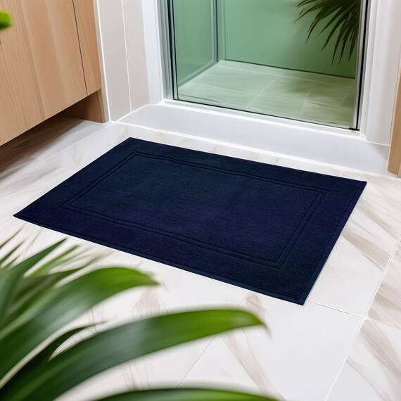 Tens Towels Badematten aus 100 % Baumwolle, 50,8 x 81,3 cm, super saugfähig, Premium-Bodentücher in Hotelqualität, luxuriös, weich und schnell trocknend, kein Badezimmerteppich, Marineblau, 2 Stück