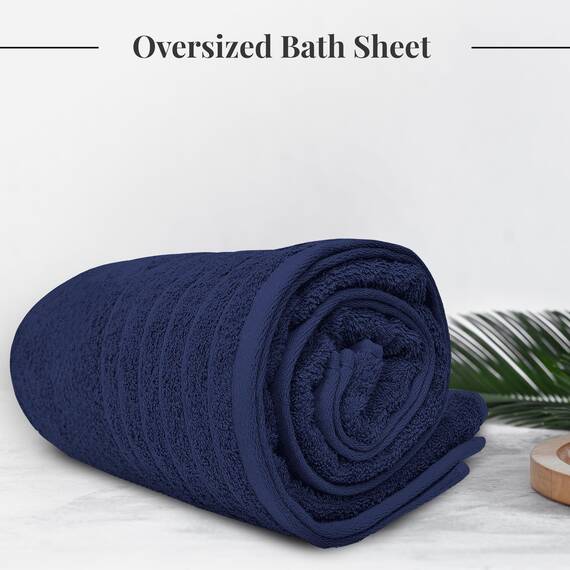 Tens Towels Jumbo-Badetuch, 100 % Baumwolle, super weich und saugfähig, perfekt zum Einwickeln, 100 % Baumwolle, 101,6 x 203,2 cm, Größe XL und leicht, schnelltrocknend, 1 Stück, Marineblau