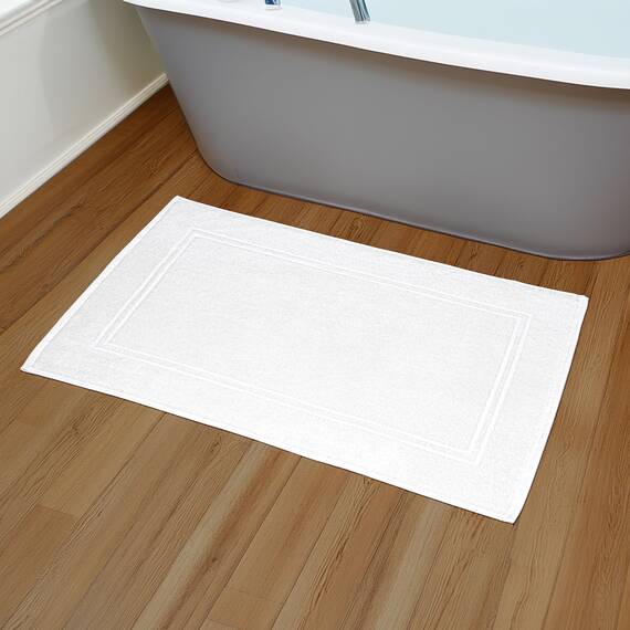 Tens Towels Badematten aus 100 % Baumwolle, 50,8 x 81,3 cm, super saugfähig, Premium-Bodentücher in Hotelqualität, luxuriös, weich und schnell trocknend, kein Badezimmerteppich, Weiß, 2 Stück