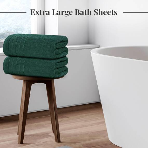 Tens Towels Extra große Badetücher, 89 x 178 cm, 100 % Baumwolle, größeres und leichteres Gewicht, schnelles trocknen, super weich und saugfähig, übergroße Badetücher, 2 Stück, Jägergrün