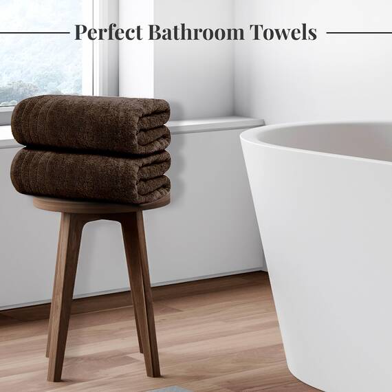 Tens Towels Handtuch-Set, 8 Stück, 2 extra große Badewanne, 2 Hand, 4 Waschlappen, 100 % Baumwolle, leichteres Gewicht, schneller zu trocknen, super saugfähig, perfekt für Badezimmer, Braun