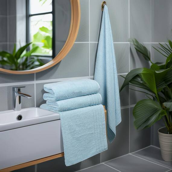 Tens Towels Extra große Badetücher, 76,2 x 152,4 cm, 100 % Baumwolle, größeres und leichteres Gewicht, schnelles trocknen, super weich und saugfähig, perfekt für Badezimmer, 4 Stück, Himmelblau