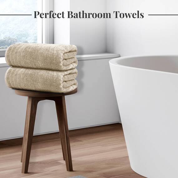 Tens Towels Große Badetücher, Badehandtücher, 100% Baumwolle, 76,2 x 152,4 cm, extra große Badetücher, Leichter, schneller zu trocknen, super saugfähig, perfekte Badetücher (4 Stück, Beige)