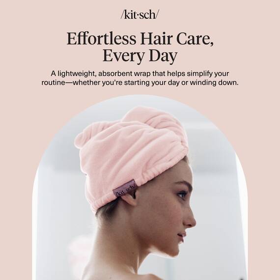 Kitsch Mikrofaser Haarhandtuch für Damen – Ultra saugfähiger Haarturban zum schnellen Trocknen von nassem, lockigem, langem oder kurzem Haar – Anti-Frizz Haarwickel – Rosa