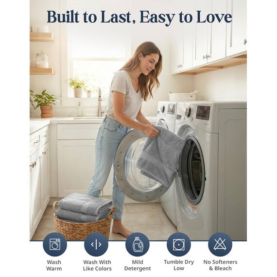 LANE LINEN 16-teiliges Badetuch-Set – graue Badetücher, 100% Baumwolle, Handtücher für Badezimmer, Luxus-Badetücher, schnell trocknend, 4 Badetücher, 4 Handtücher und 8 Waschlappen – graue Handtücher