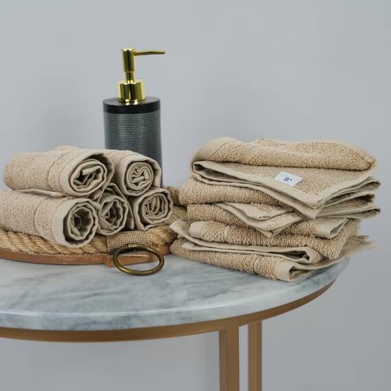 Tens Towels Waschlappen, 30,5 x 30,5 cm, leichteres Gewicht, schnell trocknend, super weich und saugfähig, sanfte Gesichtshandtücher, Hotelqualität, perfekt für Badezimmer, Fitnessstudio, Spa (Beige