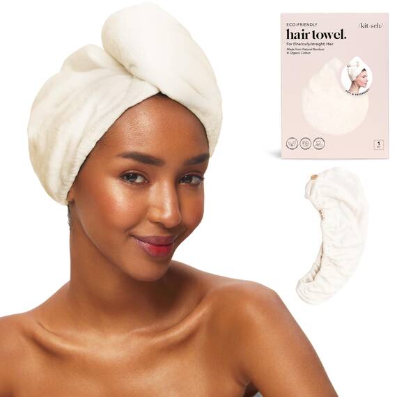 Kitsch Mikrofaser-Haarhandtuch – schnell trocknende lockige Haarwickel für Frauen nasses Haar,Mikrofaser-Handtuch für Haare,Haartücher für Frauen,Haarturban für nasses Haar (Elfenbein)