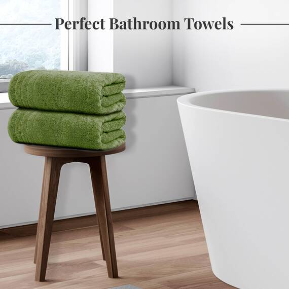 Tens Towels Extra große Badetücher, 76,2 x 152,4 cm, 100% Baumwolle, größeres und leichteres Gewicht, schnelles trocknen, super weich und saugfähig, perfekt für Badezimmer, 4 Stück, Grün