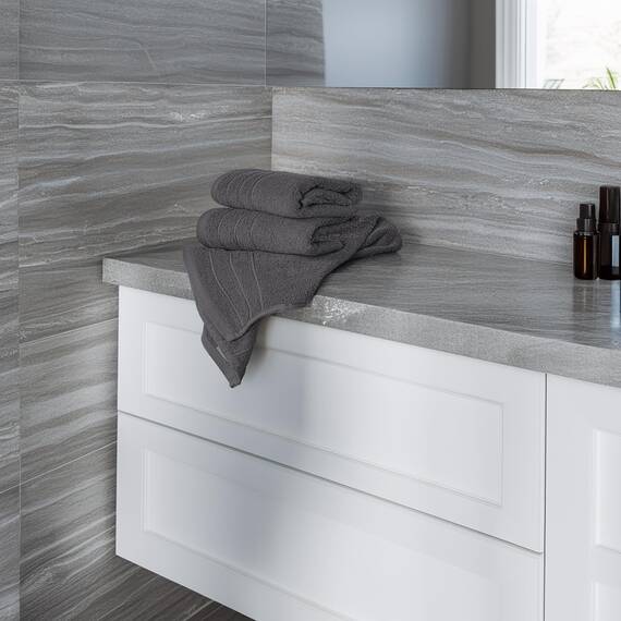 Tens Towels Handtücher, 100 % Baumwolle, leichteres Gewicht, schnell trocknend, 40,6 x 71,1 cm, super weich und saugfähig, perfekt für Bad und Küche, Dunkelgrau, 6 Stück