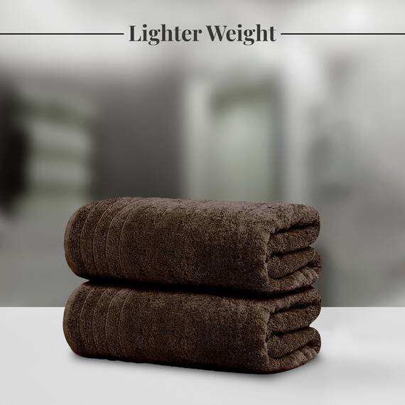 Tens Towels Handtuch-Set, 8 Stück, 2 extra große Badewanne, 2 Hand, 4 Waschlappen, 100 % Baumwolle, leichteres Gewicht, schneller zu trocknen, super saugfähig, perfekt für Badezimmer, Braun