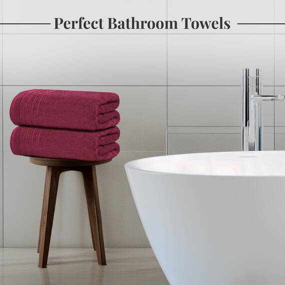 Tens Towels Extra große Badetücher, 76,2 x 152,4 cm, 100% Baumwolle, größeres und leichteres Gewicht, schnelles trocknen, super weich und saugfähig, perfekt für Badezimmer, 4 Stück, Burgunderrot